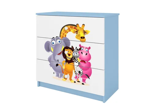 Raumhirsch Furniture Kinderregal mit Tiermotiven - Regale für das Kinderzimmer, stabil und kindgerecht, mit 3 geräumigen Schubladen für optimale Aufbewahrung von Spielzeug und Kleidung.