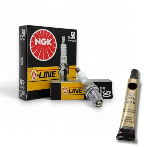4x Zündkerzen V-Line passt für Audi A4 B8 1.8/2.0TFSI Bj. 2008-2015 + Kupferfett