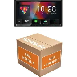 Autoradio Einbaupaket Kenwood DMX8021DABS passend für Opel Meriva A mit Lenkradfernbedienung Charcoal-Metallic | (Wireless) Apple CarPlay (Wireles...