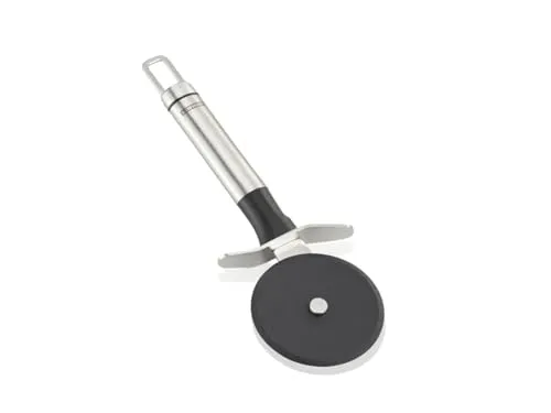 Leifheit Pizzaschneider NylonSterling-Serie, Pizzaroller aus Edelstahl mit Nylonrad, Schneiden ohne Kratzer, Pizza cutter mit ovaler Griffform, Fingerschutz und praktischer Aufhängeöse, silber