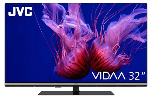 JVC QLED Fernseher 32 Zoll Smart TV VIDAA LT-32VQF555D - Fernseher mit 32 Zoll QLED-Display, Full HD und HDR für atemberaubende Bilder; integrierter Triple-Tuner für flexiblen TV-Empfang ohne zusätzlichen Receiver.