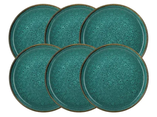 Bitz Teller-Set Speiseteller matt green / shiny green 27 cm Set 6 - Teller-Sets mit einzigartiger reaktiver Glasur, die jedem Stück einen individuellen Charakter verleiht. Ideal für Hauptgerichte, pflegeleicht und perfekt für jeden Anlass.