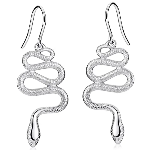 Materie Schlangen Ohrringe Silber 925 - Elegante hängende Ohrhänger für Damen - Ohrringe für Damen aus rhodiniertem 925 Sterling Silber, hochglanzpoliert für einen faszinierenden Schimmer. Modernes Schlange-Motiv, ideal für stilbewusste Frauen.