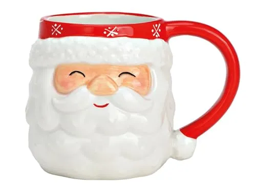 meindekoartikel Becher Nikolaus aus Keramik B15cm H10cm T9cm 370ml fröhlicher Kaffeebecher Teetasse Kakaobecher Wintertasse Weihnachts Motiv heiß Getränke Geschenkidee Büro (Nikolaus)