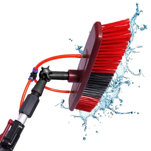 AGT Teleskopbürste: Teleskop-Waschbürste, bis 7 m, Alu-Stangen, Reinigungsmittel-Tank (Teleskop Reinigungsbürste, Solaranlagenreiniger, Hochdruckreiniger)