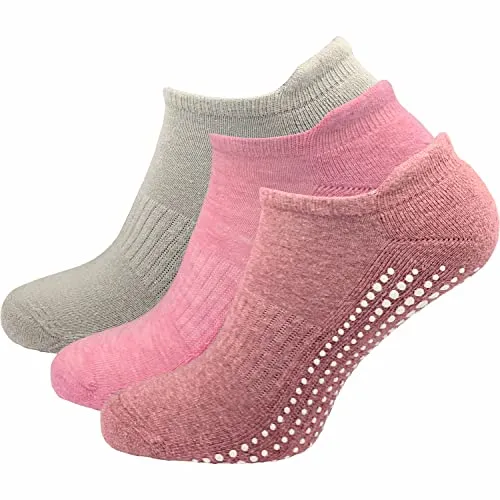 GAWILO Damen Yoga & Pilates Socken (3 Paar) | Stopper Socken | sicherer Halt auf glatten Böden, ohne drückende Zehennaht | mit rutschfesten Noppen (farbig 1, 39-42)