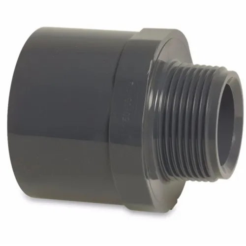 Mega Übergangsnippel PVC-U 16/20 mm x 1/2 Zoll Klebemuffe/Klebestutzen x Außengewinde 10 bar, grau