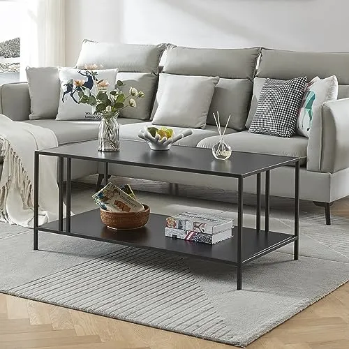[en.casa] Couchtisch Kumlinge - Stilvoller Beistelltisch mit Ablage - Beistelltisch fürs Wohnzimmer mit zeitlosem Design und praktischer Ablage für Ordnung. Robuste Metallkonstruktion sorgt für Langlebigkeit und eleganten Look.