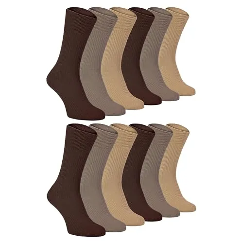 Sock Snob 12er Pack Herren 100% Baumwolle Socken in Schwarz Atmungsaktiv Crew Extra Weit Socken Ohne Gummi (39-45, TSFD02)