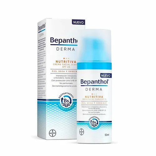 Bepanthol Derma Tages-Gesichtscreme mit LSF 25 - Feuchtigkeitsspendende Gesichtscreme für trockene und empfindliche Haut. Mit Sonnenschutz LSF 25 und innovativem Repair Complex für langanhaltende Feuchtigkeit bis zu 48 Stunden. Ideal für die tägliche Pflege.