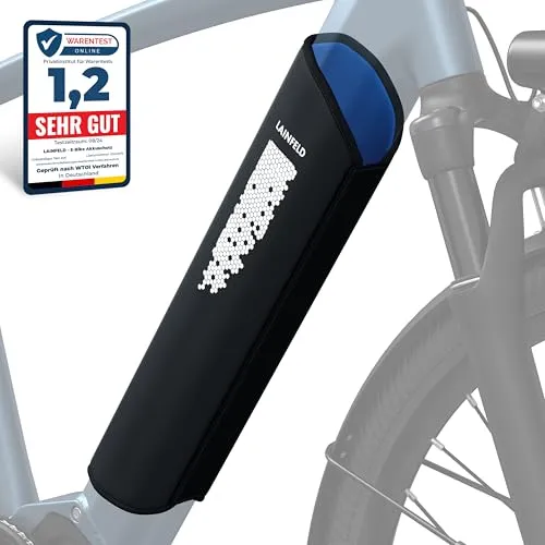 LAINFELD E-Bike Akku Schutzhülle mit Reflektoren | 30-41 cm Umfang | Universelle Passform | Schützt vor Kälte & Schmutz | eBike Akkuschutz Zubehör | Akku Schutz aus Neopren, Fahrrad Schutzhülle
