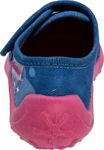 Fischer Markenschuhe 532332507 (27/blau-pink) - Mädchen Hausschuhe mit Einhornmotiv - Hausschuhe für Mädchen mit coolem Einhornmotiv, rutschfester Sohle und praktischem Klettverschluss für einfaches An- und Ausziehen. Ideal für Zuhause, Kindergarten oder Schule.