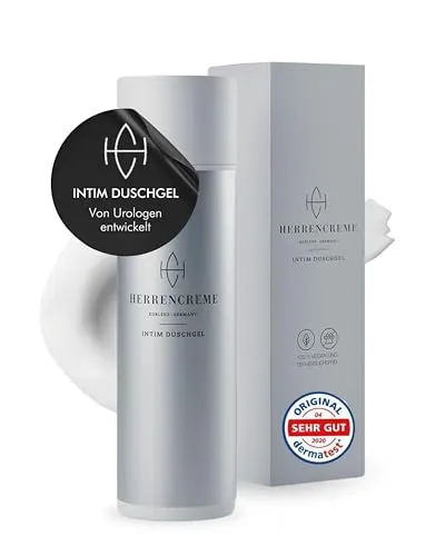 HERRENCREME Intim Duschgel für Männer 200 ml - Intimpflege - Sanftes Duschgel für Körper & Intimbereich, vom Urologen entwickelt, vegan und dermatologisch getestet, für tägliche Pflege und Reinigung.