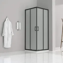 Duschkabine 70x70x180 cm aus satiniertem Sicherheitsglas und schwarzen Alubeschlägen DK79 - Schwarz