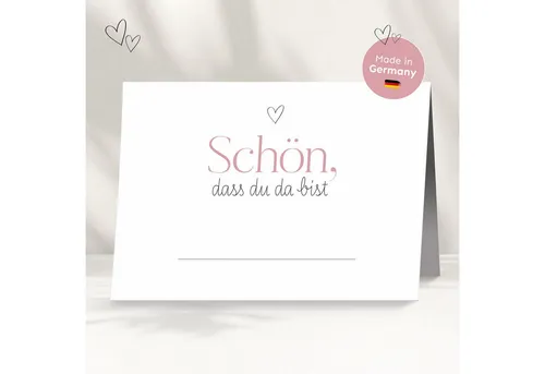 white & ivory Papierdekoration Platzkarte herz rosa 