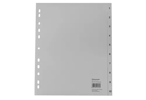 Soennecken Aktenordner Register 2132 DIN A4 1-10 volle Höhe Überbreite PP grau