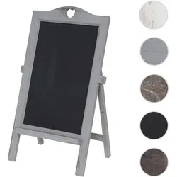 Werbetafel HWC-E51 - Aufsteller Kreidetafel im Vintage Shabby-Look - Memotafeln im dekorativen Shabby-Look, komplett montiert und standfest aus massivem Paulowniaholz. Ideal für Cafés und Restaurants, mit klappbarer Funktion und integriertem Ablagefach für Kreide.