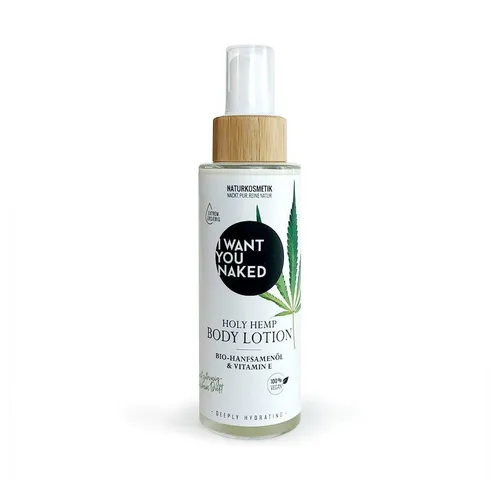 I Want You Naked Holy Hemp Body Lotion 100 ml - Feuchtigkeit für strahlende Haut - Bio-Hanfsamenöl & Vitamin E Bodylotion für intensive Feuchtigkeit und Hautregeneration. Ideal für jeden Hauttyp, zieht schnell ein und duftet frisch.