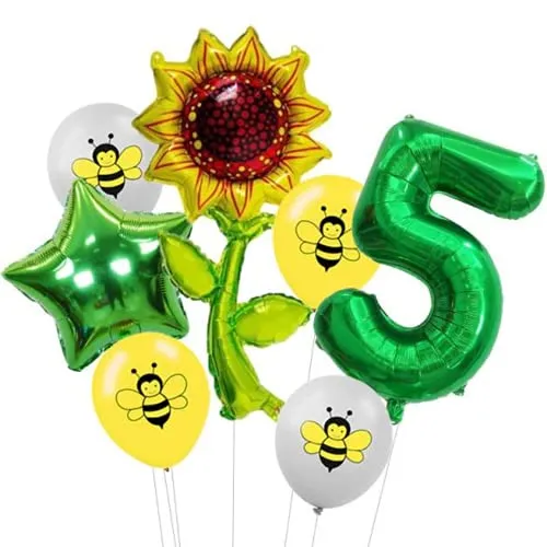 DIWULI Sonnenblume Biene Ballon Set 5 Jahre Garten Party Deko