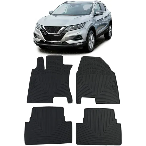 Premium Gummi Fußmatten Set für Nissan Qashqai J10 JJ10 (07-16) - Hochwertiges Set mit 4 passgenauen Gummi Fußmatten für vorne und hinten. Schützt den Innenraum und sorgt für eine einfache Reinigung.