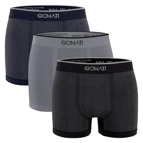 Gomati Herren Seamless Pants (3er Pack) Nahtlose Boxershorts aus Microfaser-Elasthan - Mix L