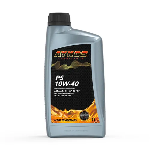 AYKOS PS 10W-40 Motoröl 1L ACEA A3/B4, API SL /CF, VW 505 00, RN 0700, MB 229.1