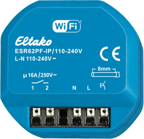 Eltako ESR62PF-IP110-240V Stromstoß-Schaltrelais IP - Wi-Fi fähiges Stromstoß-Schaltrelais mit 1 Schließer, ideal für die smarte Steuerung von Licht und Geräten, Apple Home-zertifiziert und einfach in bestehende Systeme integrierbar.