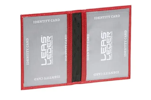 LEAS Ausweismappe- & -hülle mit 2 Sichtfenstern Echt-Leder, rot/Cherry Card-Collection