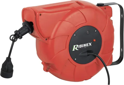 Ribitech 4137 Automatische Kabeltrommel - Kabeltrommel mit 10 m Elektrokabel, ideal für flexibles Arbeiten ohne Kabelsalat, kein Batterien erforderlich.