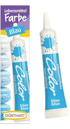 Günthart BackDecor 20 g Blau in praktischer leicht zu dosierender Tube, Ideal zum einfärben von Frostig, Sahne, Eiscreme, Kuchen und weiteren Desserts