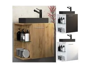 VCM 2-tlg Set | Waschplatz für Gäste WC – Hausa-BL - Badezimmerschränke mit elegantem Waschbeckenunterschrank und hochwertiger Keramik, ideal für Stil und Funktionalität in Ihrem Gäste-WC.