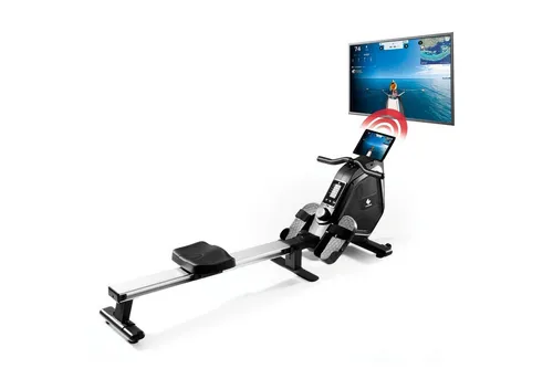 FitEngine Rudergerät mit Magnetwiderstand, 179cm schwarz/silber inkl. Tablethalterung klappbar