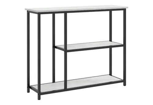 furnicato Konsolentisch Industriedesign mit 2 Regalen in Marmor-Optik - Eleganter Konsolentisch im Industriedesign mit zwei offenen Regalen. Ideal für Flur oder Wohnzimmer, bietet viel Stauraum und eine pflegeleichte Oberfläche aus Holzwerkstoff und robustem Stahl.