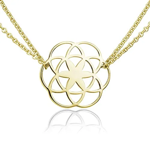 Materia Lebensblume Halskette Damen gold - 925 Silber Kette Blume des Lebens vergoldet KA-450-Gold