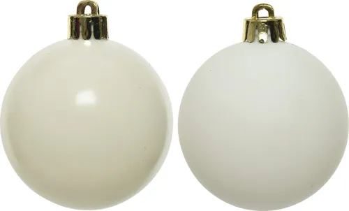 Weihnachtskugeln Kunststoff 6cm 12 Stück - Wollweiß