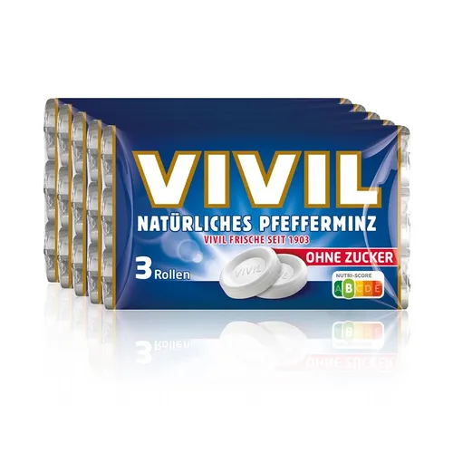 VIVIL Natürliches Pfefferminz Pastillen | 5 x 3er Pack