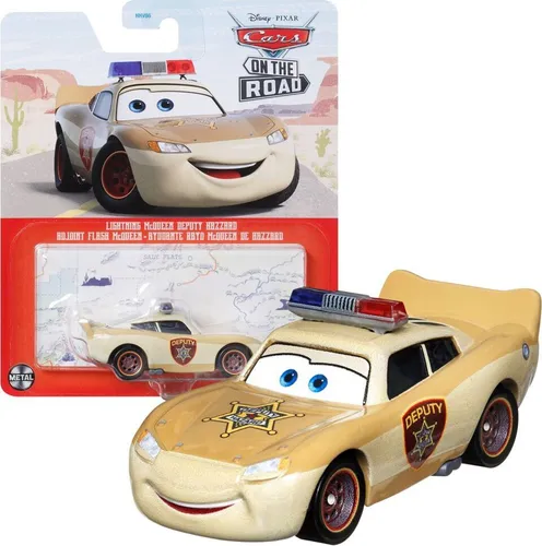 Mattel HKY55 Disney Pixars Cars On The Road Lightning McQueen Deputy Hazzard Spielzeugauto Modell Fahrzeug Actionauto 7 cm Maßstab 1:55