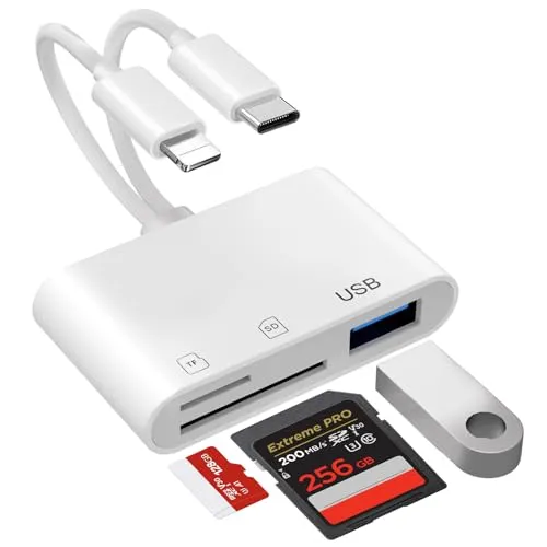 Produktbild 5-in-1 SD Kartenleser für iPhone und Android – Lightning/USB-C