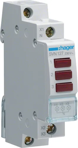 Lampka sygnalizacyjna, 230V AC, 3 x Czerwony LED HAGER SVN127 HAGE 3250615721716