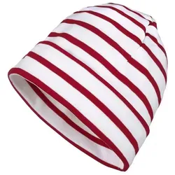 modAS Strickmütze Unisex Mütze Streifen für Kinder & Erwachsene - Ringelmütze Baumwolle rot bis 58 cm Kopfumfang