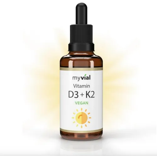 Vitamin D3 K2 Tropfen Vegan 50ml – Hochdosiert für optimale Gesundheit - Vitamin D Präparate mit 25 μg D3 und 20 μg K2 pro Tropfen, fettlöslich für beste Aufnahme, unterstützt Knochen, Muskeln und Immunsystem.