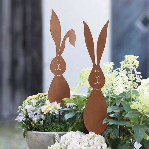 2er-Set Gartenstecker Hase, 60 cm, Metalldeko, Ostern von Frank GmbH