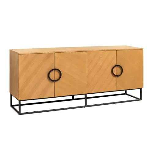 Riess Ambiente Industrial Sideboard GRANDEZZA - 180cm - Natur schwarz Eichen-Design schwarz Metall viel Stauraum