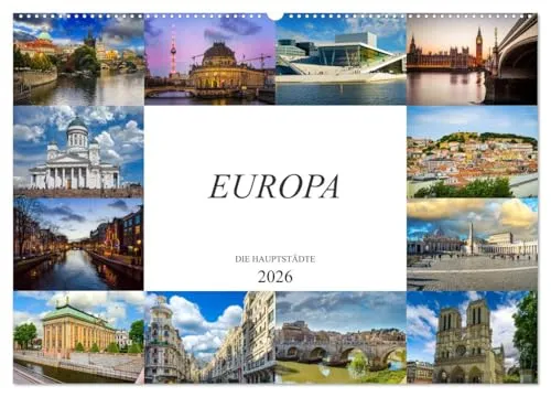 Dirk Meutzner | Europa Die Hauptstädte - Wandkalender 2026 - Erleben Sie zwölf atemberaubende Bilder der schönsten Städte Europas. Ideal für Reisefans und Kunstliebhaber. Format: DIN A2 quer, 14 Seiten, Ausgabe 2026.