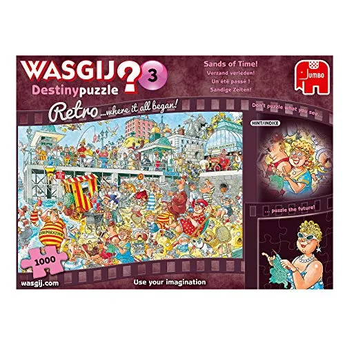 Jumbo 19169 Wasgij Destiny Retro 3 Sandige Zeiten! 1000 Teile Puzzle - Puzzle, das Ihre Fantasie anregt – entdecken Sie, wie die Szenen aus der Vergangenheit in der modernen Zeit aussehen könnten!