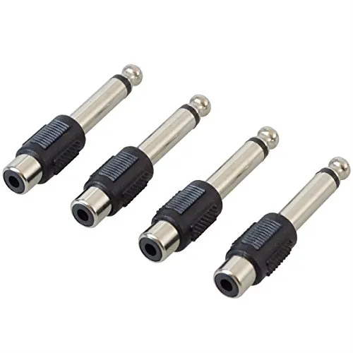 keepdrum ADA050 Audio-Adapter Cinch Female zu Klinke-Stecker 6,3mm 4 STÜCK