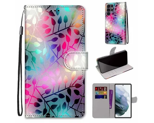 Hülle kompatibel mit Samsung Galaxy S22 Ultra 5G Kunstleder Handyhülle - Handy Case Transluzentes Glas