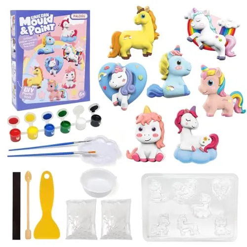 Ballery Einhorn Spielzeug für Mädchen, Malset, Bastelset für Kinder, kreatives Geschenk zum Geburtstag, Weihnachten, mit Gipsguss, Kinder, für Mädchen 3 4 5 6 8 9 10 12 Jahre