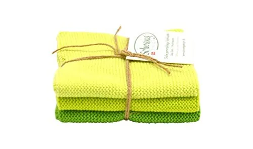 Solwang Wischlappen gestrickt im 3er Set lime grün Kombi