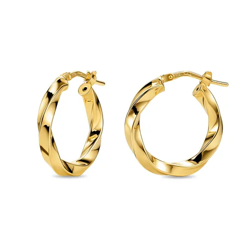 Miore Damen Ohrringe Creolen 925 Sterling Silber 18Kt vergoldet 15mm Durchmesser